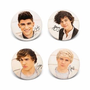 Set of Four One Direction Portrait Pins